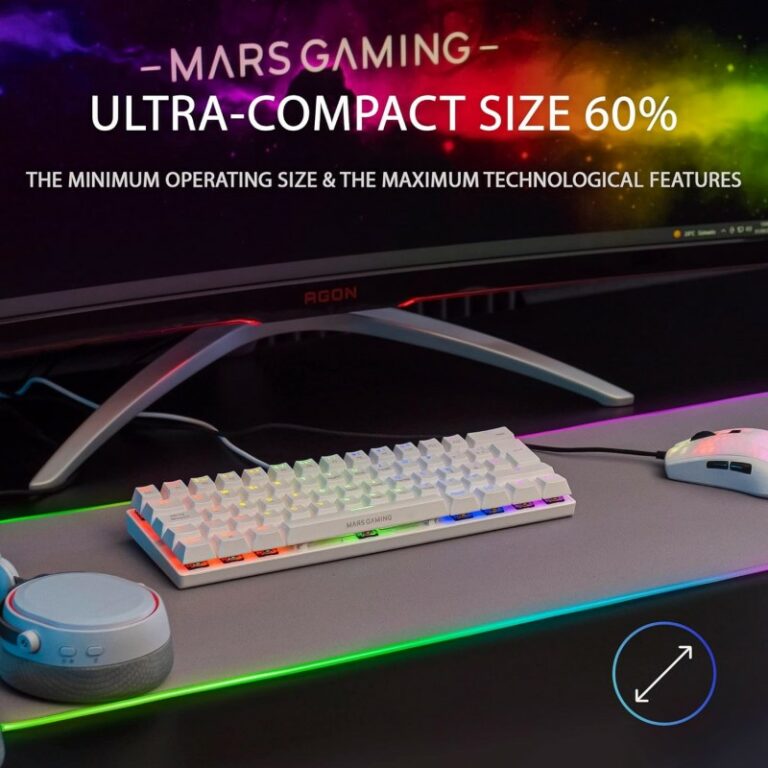 MARS GAMING MK60 60% BLUE SWITCH - WHITE