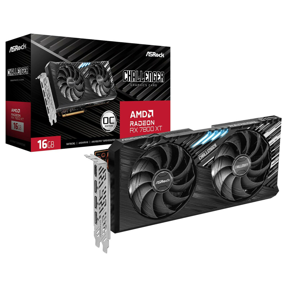 ASRock AMD Radeon RX 7800 XT Challenger 16GB OC – Carte graphique puissante avec 16 Go GDDR6, idéale pour le gaming en 1440p et le ray tracing.