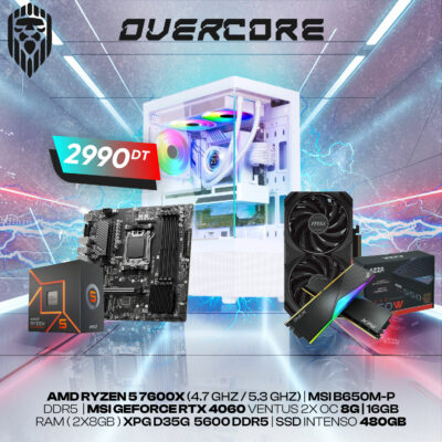 OVERCORE | RYZEN 5 7600X | RTX 4060 8GB | 16GB DDR5 | 480GB SSD