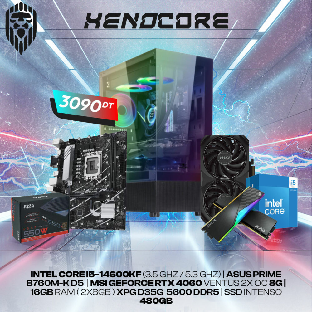 HENOCORE | INTEL I5 14600KF | RTX 4060 8GB | 16GB DDR5 | 480GB SSD